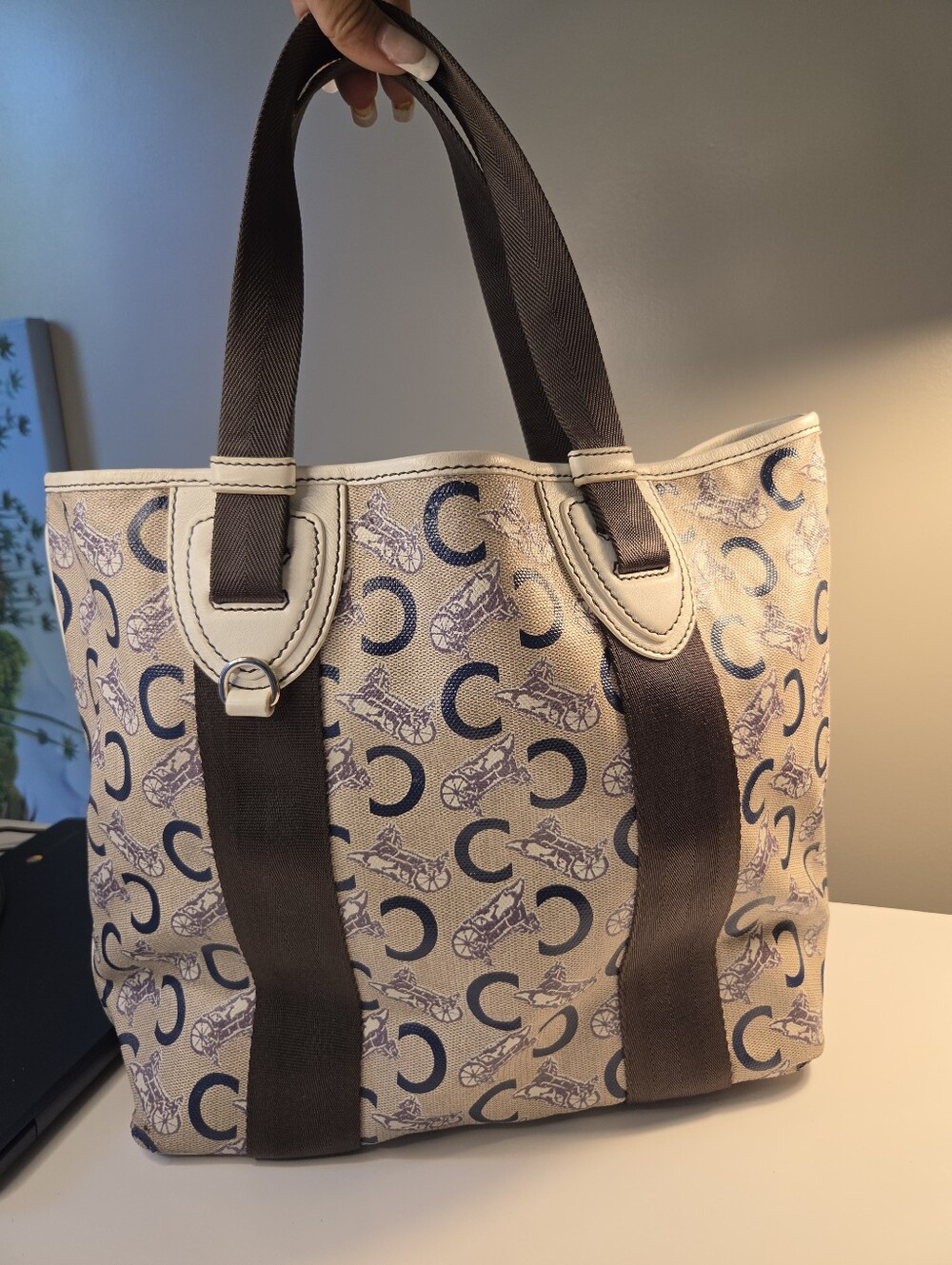 Celine Sulky Horse and Carriage canvas tote bag